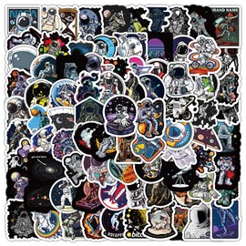 100Pcs Space Small Size Stickers, Cosmic Planet Astronaut Themed Stickers Set for Teenagers, Waterproof Vinyl NASA Outer Space Rocket Capsule Decals for Water Bottle Laptop Phones Skateboards
