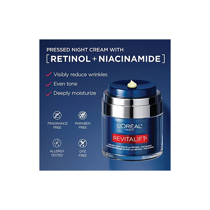 Oreal Paris Revitalift Pressed Night Cream With Retinol Niacinamide Visibly
