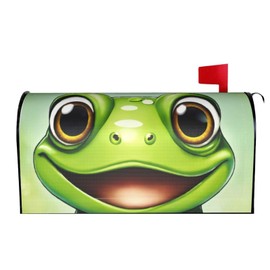 LIXLZH Green Frog Print Mailbox Covers Magnetic Mailbox Wraps,Post Letter Box Cover Garden Decor Yard Mailbox, Black