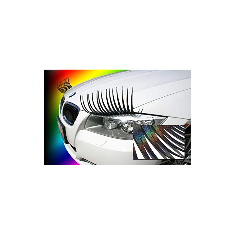 CarLashes Iridescent Rainbow Car Eyelashes, Special Edition, Hand Airbrushed, Miles