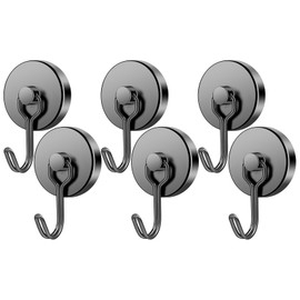 FINDMAG 100LBS N52 Swivel Swing Magnet Hooks, Magnetic Hooks Heavy Duty for Hanging, 6 Pack Strong Neodymium Black Magnets with Hooks Perfect for Cruise Essentials, Key Holder, Kitchen, Locker