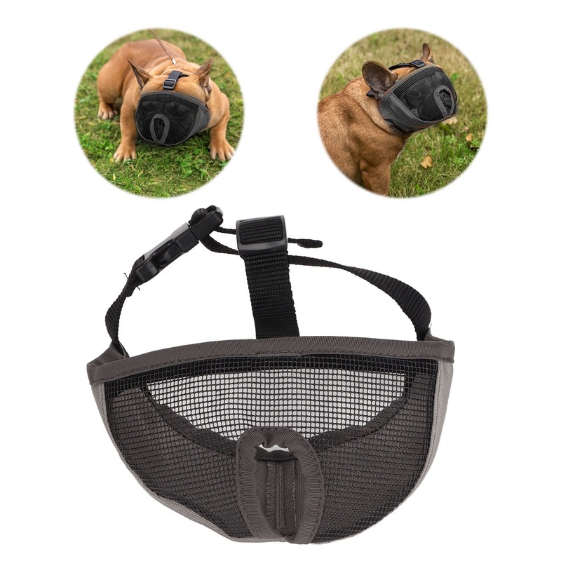 Adjustable Bulldog Mask Bite and Barking Dog Muzzle Eye Closed