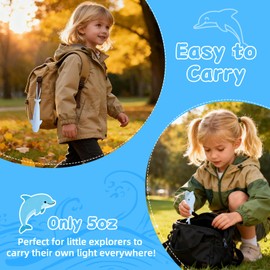Tremdwoto Flashlights for Kids, Rechargeable Kids Flashlight for Boys & Girls, Toddler Flashlight for Camping & Outdoor Adventures, Night Walks and Home Use, Cool Animal Birthday Gift, Dolphin