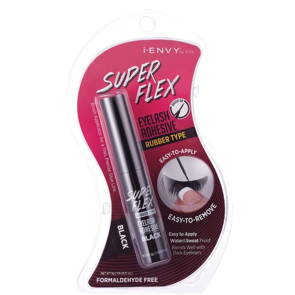KISS i-Envy Super Flex Brush Eyelash Adhesive Rubber Type Black 0.176 oz KPEG07