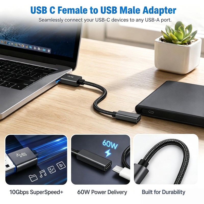 MZHOU USB C Female to USB Male Adapter with 10Gbps,