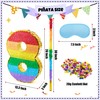 PCFING 20 Inch Number 8 Piñata Rainbow with 30 Inch