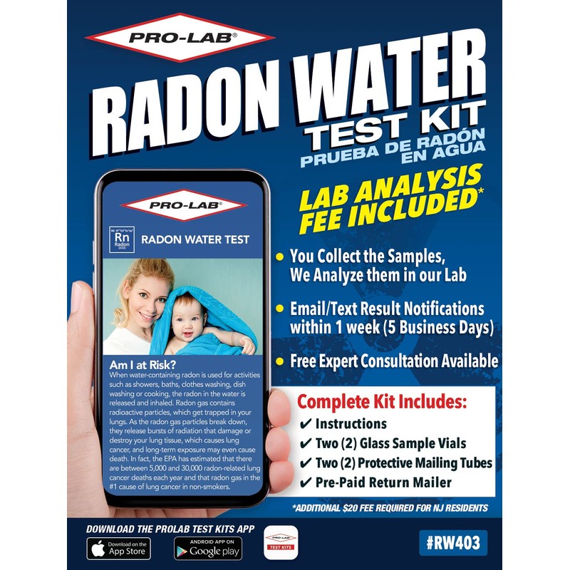 ProLab Radon in Water Test Kit. Emailed Results Within 1