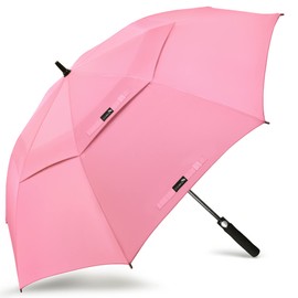 ZOMAKE Large Golf Umbrella 68 Inch - Double Canopy Vented Golf Umbrellas for Rain Windproof Automatic Open Golf Push Cart Umbrella Oversize Stick Umbrellas for Men Women(Pink)
