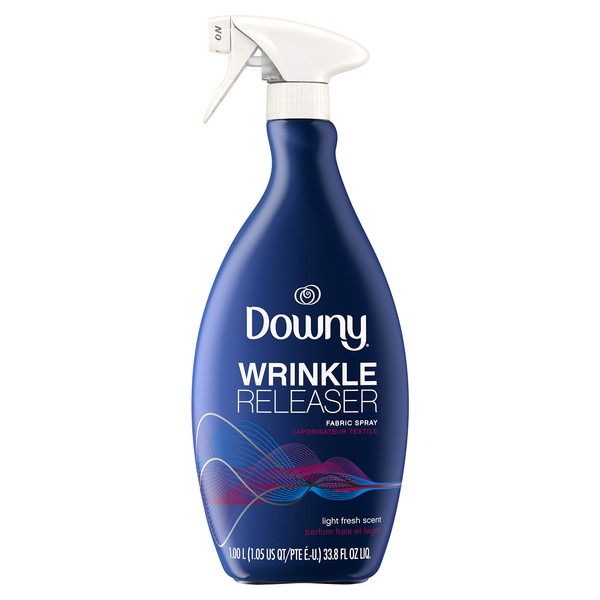 Downy Wrinkle Releaser Fabric Refresher Spray, Odor Eliminator, Ironing Aid and Anti Static Spray, Light Fresh Scent, 33.8 Fl Oz
