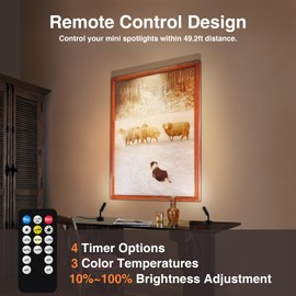 URTOM LED Spot Lights Indoor 3W Up Lights Indoor with Timer and Remote 3000K/4000K/5000K Uplighting Indoor Spotlight 120V Dimmable Uplights Indoor Floor Light for Plant and Artwork, 2 Pack, SHWT0302B