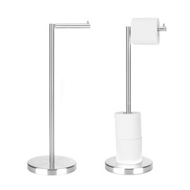 RFOUO Brushed Nickel Toilet Paper Stand 1 pc, Free Standing Toilet Paper Holder Stand,Bathroom Toilet Paper Storage with 2.7 Pounds Heavy Base for 4+1 Rolls,Toilet Tissue Holder,Toilet Roll Stand
