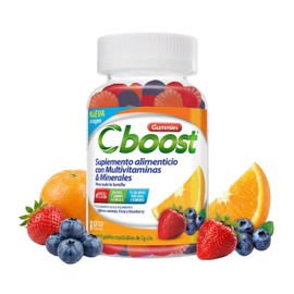 Cboost - Gomitas Multivitaminas y Minerales, Sin Gluten, Pack de 2x90 Pzs | Naranja, fresa y blueberry, colores y sabores naturales, 13 cal por porció