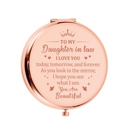 Daughter in Law Gifts for Christmas Stocking Stuffers for Teen Girls White Elephant Gift for Daughter in Law Gift from Mother in Law Wedding Anniversary Birthday Valentines Gift for Her Compact Mirror