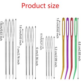 WADY Agujas Para Ojos Grandes, 16Pcs Agujas de Aluminio para Ojos Grandes, Agujas de Tejido, Agujas Contundentes para Ojos Grandes, Agujas de Costura Hechas A Mano, Agujas Largas para Agujas de Coser