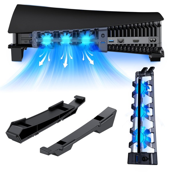 NexiGo PS5 Horizontal Stand with Silent Enhanced Cooling Fan and