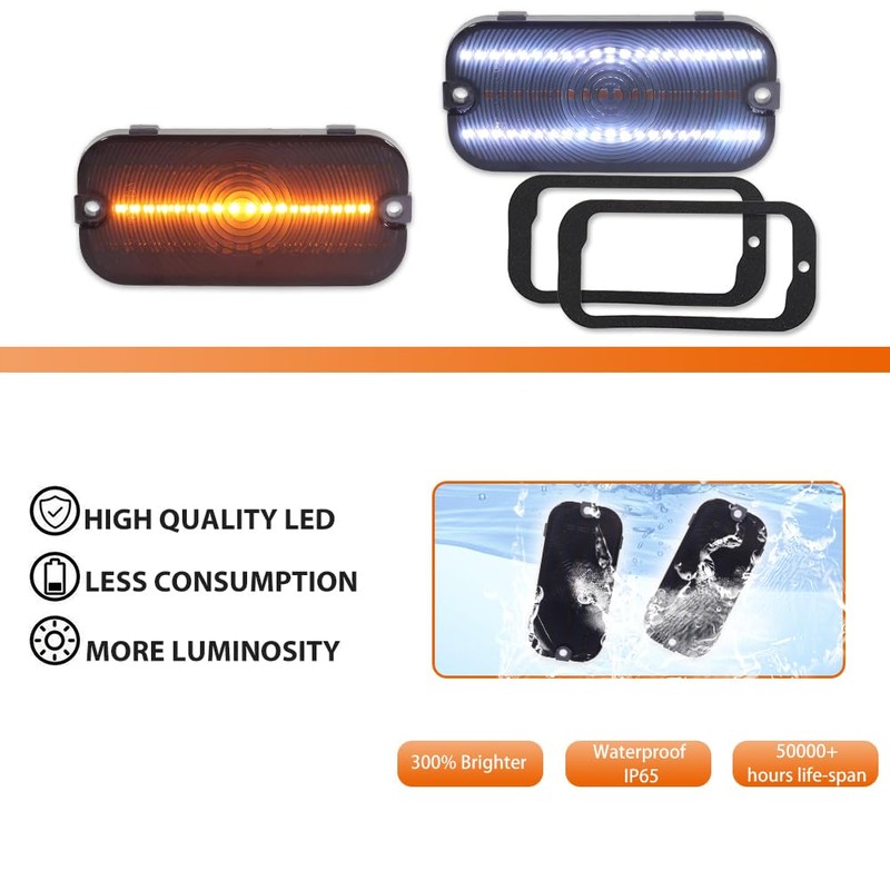 ADIIL 2PCS Smoked Switchback LED Front Parking Light Signal Light