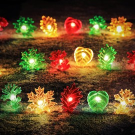 enlaceray Fall Leaf String Lights Maple Oak Leaf Garland Decorative Harvest Fairy Lights Plug in or Battery Operated String Lights Autumn Holiday Decoration 30LED 10ft Christmas Window Room Decor