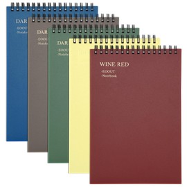 EOOUT 5pcs Top Spiral Steno Pads, 6x9 Top Spiral Notebook, Thick Plastic Hardcover 60 Sheets Note Pads with 7mm College Ruled Paper,5 Colors Writing Notes for Journal School and Office Supplies