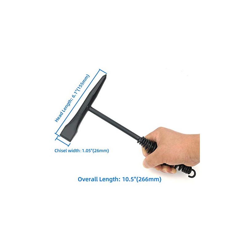 VASTOOLS Welding Chipping Hammer with Coil Spring Handle,10.5",Cone and Vertical