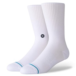 Stance Men's Icon Classic Crew Socks, White/Black, Medium/Shoe Size 6-8.5
