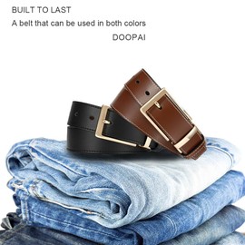 DOOPAI Reversible Leather Belt for Men 1.25" - Dual Sided Dress and Casual Belt, Trim to Fit, 2 Styles in One Belt