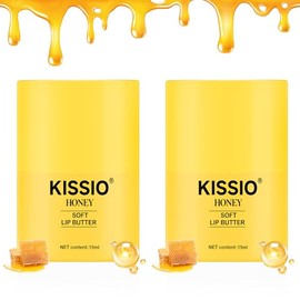 KISSIO Honey Lip Butter Set,1 fl oz (30 ml),Lip Balm with 1000 ppm Propolis Extract and Ceramide AP,Long-lasting Moisture,Lip Lines Care,Softens Dry Lips