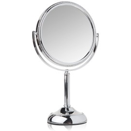 Jerdon JP910CB 1x and 10x Magnified Tabletop Swivel Vanity Mirror, 23.2 Ounce, Chrome Beaded Finish