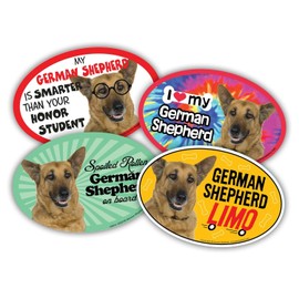 Prismatix Decal 4 Dog/Cat Oval Magnets for Cars, Lockers, Refrigerators, German Shepherd