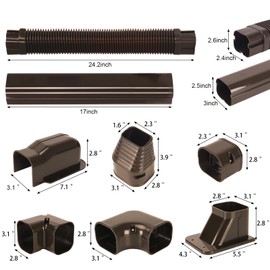 Kalkehay 3" W x 16.1Ft L Brown Line Set Cover Kit for Ductless Mini Split Air Conditioners, PVC Decorative Cover for Central AC and Heat Pump Systems Tubing Cover