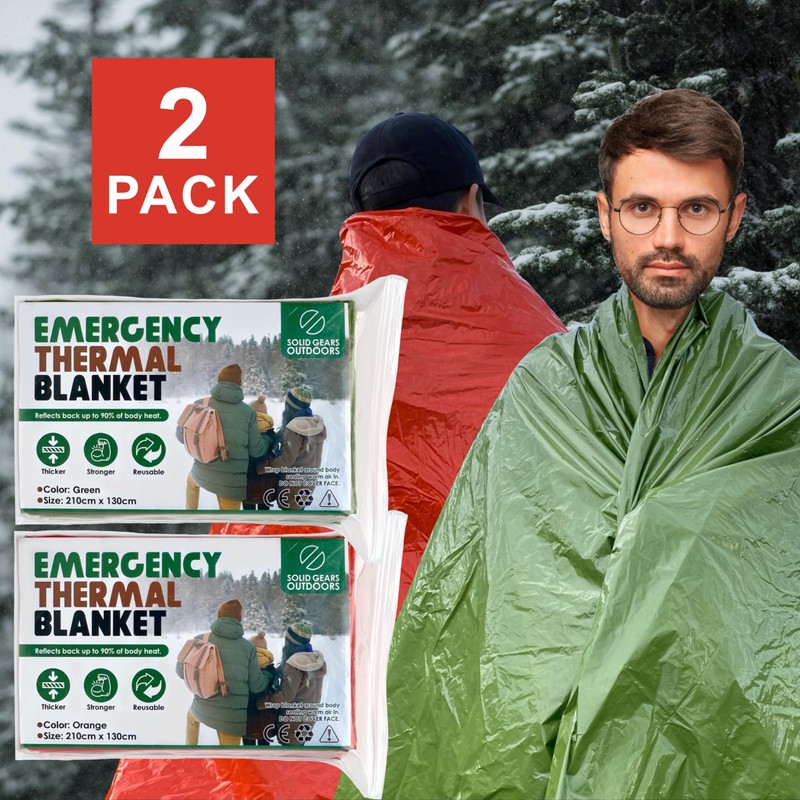Soild Gears Outdoors Emergency Thermal Blanket, 210cm x 130cm Width,