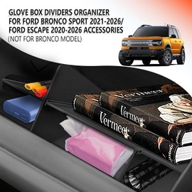 Organizador de guanteras para Ford Bronco Sport 2021-2026/Ford Escape 2020-2026, accesorios para guanteras de coche, organizador de espacio dividido en ABS