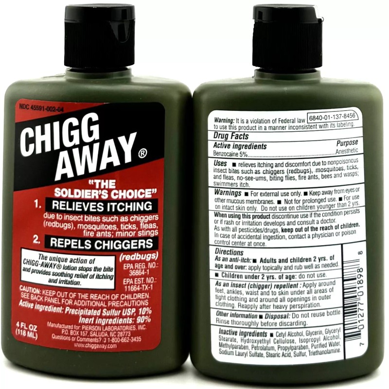 chiggaway CHIGG-AWAY LOTION 4OZ benzocaine/sul