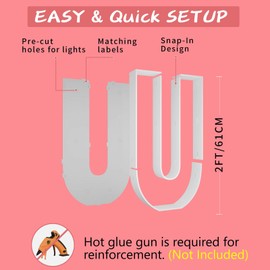 JoyBox Design JoyBox Design 2FT Marquee Light Up Letters, Marquee Letters U, Mosaic Balloon Letters for Birthday Party Decorations, Marry Me Light Up Letters, Baby Marquee Letters for Decor, Wedding Decor