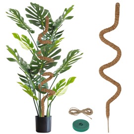 Glory Island 63 Inch Moss Pole Monstera Plant Support, Coir Totem Pole for Indoor Plants, Tall Bendable Plant Climbing Stake with Jute Rope, Long Plant Pole Sticks for Pothos Live Plant