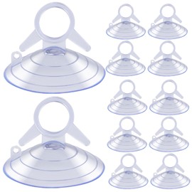 Balacoo 12 Pcs 45mm Clear Plastic Suction Cups with Loops for Glass Windows Windshield Tile Kitchen Bathroom Mirror Shower Wall Terrarium Car Window