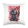 Samurai Cat Ninja Shark Kanagawa Tee Throw Pillow