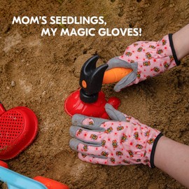 Vgo... 3 Pairs Kids Gardening Gloves Ages 3-9 | Breathable Yard Work Gloves | Outdoor Play, Cycling & DIY Safety Gloves, Machine Washable (3 Pairs, Size XS, Pink, KID-MF7362)