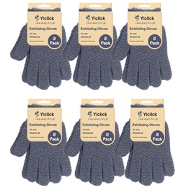 Yiclick Heavy Exfoliating Gloves, Exfoliating Body Scrubber for Bath Shower Exfoliation, Body Scrub Exfoliator for Dead Skin Remover, Exfoliate Sponge Loofah Washcloth Mitt Men Women (12PCS Grey)