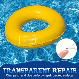 Air Mattress Patch Repair Kit, Pool Liner Patch Kit Transparent, Waterproof for Swimming Ring, Bounce House, Hot Tub, Inflatables, Tent, Great PVC Glue (60ML/1 Pack)