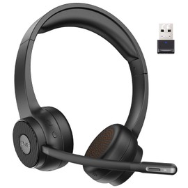 EKSA Professional Wireless Headset, Bluetooth Headset, with USB Dongle, Call Noise Reduction, Unidirectional with Microphone, Office Headset, 150g Ultra Lightweight, Up to 45 Hours of Use, Hands-Free