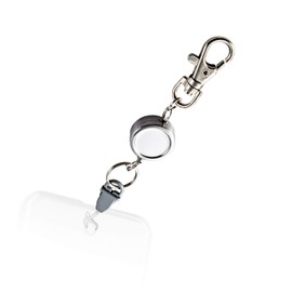 Elecom P-STCCSV Strap, Cord Reel, Mobile Phone, One Touch, Easy to Put On and Take Off, Suitable for Smartphones, Passcases, Keys, etc., Cable Length, 19.7 inches (50 cm), Silver