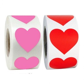 Heart Stickers for Decoration, Packaging & Gifts 1 Roll (500 pcs) Pink (b) 5ea
