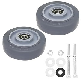 4" Heavy Duty Grey Caster Wheels (Set of 2) 500lbs Capacity Industrial Plate Casters for Cart PU Caster Wheels Bearings Repair Kits Universal Fit with 2 Mounting Nuts