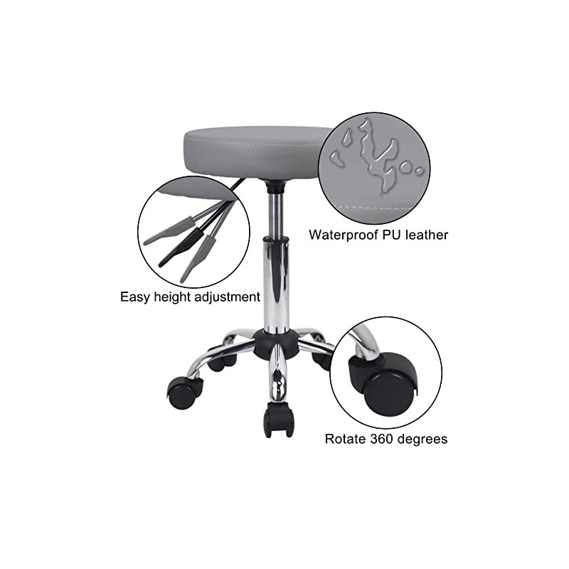 FURWOO Adjustable Desk Stool Chair Small Rolling Stool with Wheels