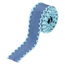 PATIKIL 1" Denim Ribbon, 4 Yard Layering Jean Fabric Craft Wavy Edge Strip for Bow DIY Making Hair Clip Garment Sewing Decorations, Blue