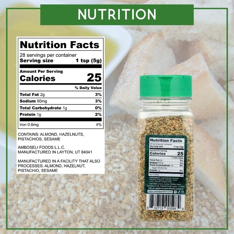 USimplySeason Dukkah (4.8 oz) - Nutty Egyptian Flavor Blend for