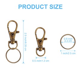 104 ganchos giratorios con llaveros, cierre de mosquetón de metal, llaveros para manualidades (color mixto, 32 mm)