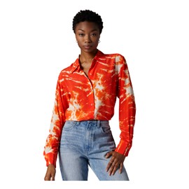 EQUIPMENT Women's Essential Top in Fiery Red Multi, Small