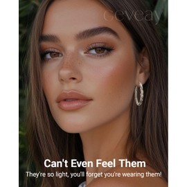 Geveay Silver Hoop Earrings for Women Lightweight 925 Sterling Silver Hoop Earrings Hypoallergenic Big Large Lightweight Twisted Silver Earrings for Women 30/40/50MM