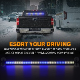 XRIDONSEN 35 inch Traffic Advisor Light Bar 144 LED Blue White Emergency Warning Flashing Safety Interior Windshield strobe Police Lights w/Directional Arrow for Law Enforcement Vehicles Trucks